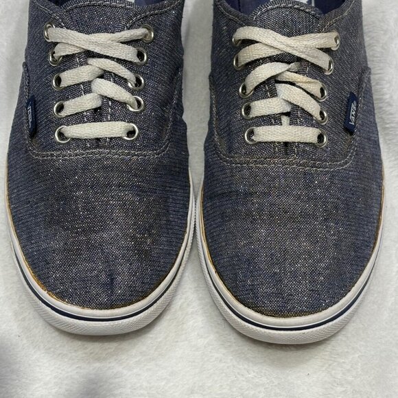 Vans Blue Denim Glitter Low Top Skate Sneaker Shoes Men's 8 Women’s 9.5 - Picture 3 of 11